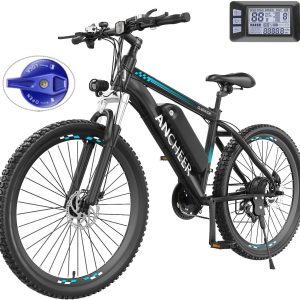 ANCHEER Electric Bike for Adults with 500W Motor[Peak 750W], 48V 499Wh Ebike, Up to 45 Miles, 3H Fast Charge, 26'' Gladiator Electric Mountain Bike, LCD Display, 21Speed, 22MPH Adults Electric Bicycle