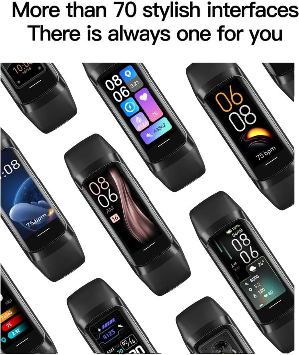 Fitness Tracker with 24/7 Heart Rate Sleep Blood Oxygen Monitor,IP68 Waterproof Smart Watch,1.10''AMOLED Color Touchscreen,Step Calorie Counter Pedometer Health Activity Trackers for Women Men (Black) - Image 6