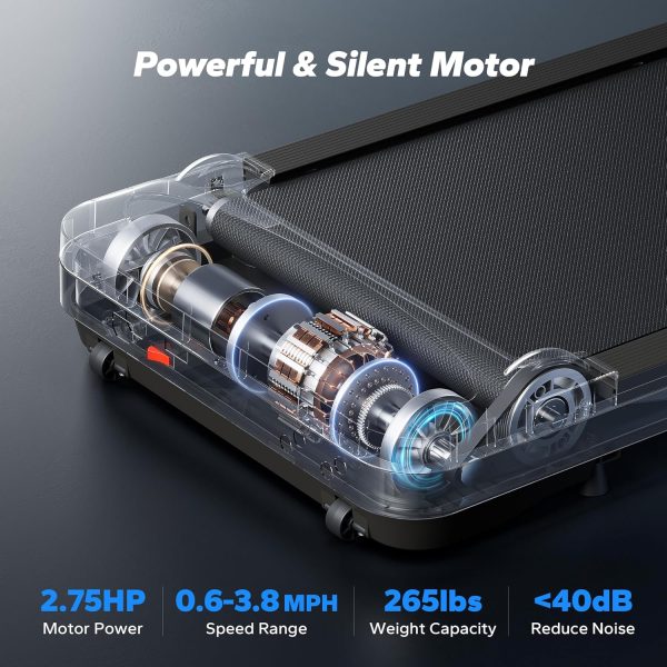 MERACH Walking Pad, 2.75HP Quiet Under Desk Treadmills for Home, Portable Walking Treadmill with Magnetic Remote Control, LED Display, APP - Image 3