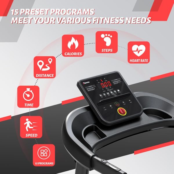 PASYOU Treadmill with Incline Foldable Treadmill for Home with Bluetooth-Walking RunningJogging,15 Pre Programs,Easy Assembly Compact Portable and Space Saving - Image 4
