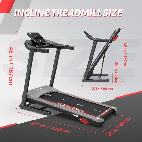PASYOU Treadmill with Incline Foldable Treadmill for Home with Bluetooth-Walking RunningJogging,15 Pre Programs,Easy Assembly Compact Portable and Space Saving - Image 8
